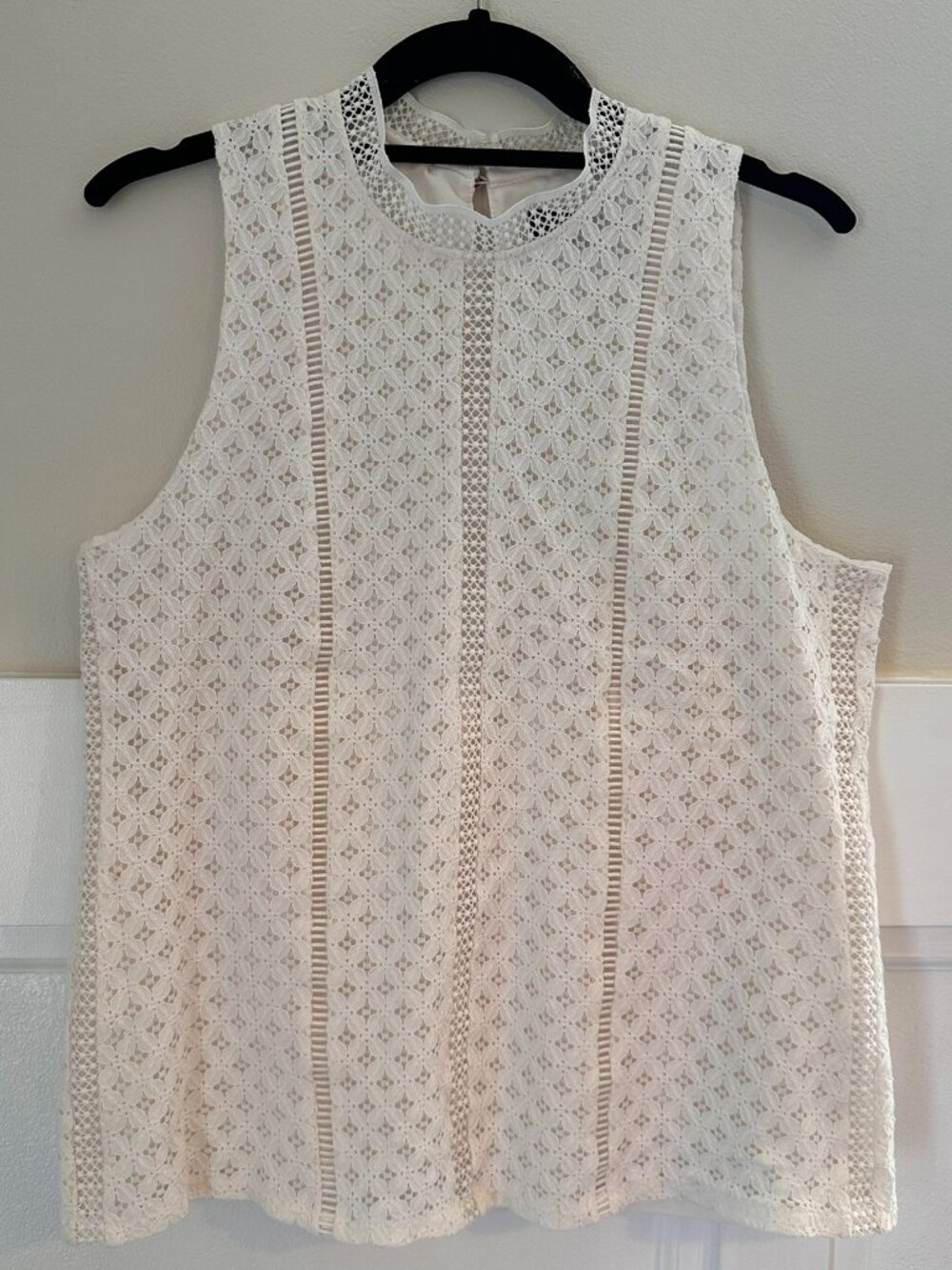 Banana Republic White Lace High-Neck Tank Top